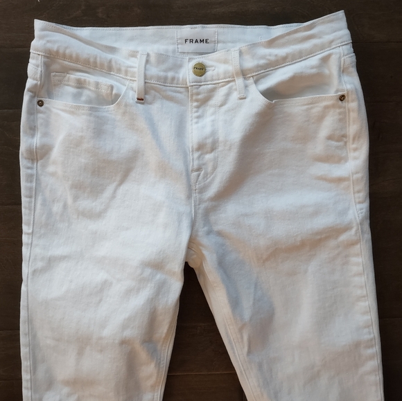 Frame Le Nik Straight Leg Jeans High Rise White - Picture 4 of 13
